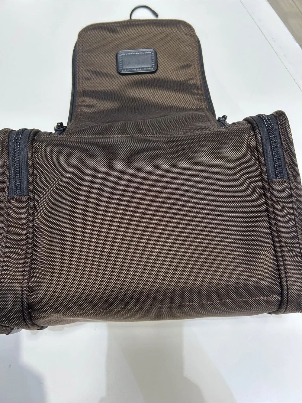Tumi Brown Men's hanging Toiletry Bag with Black Trim